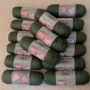 Caron Simply Soft 100% Acrylic Yarn Set of 15 skeins - dark sage green